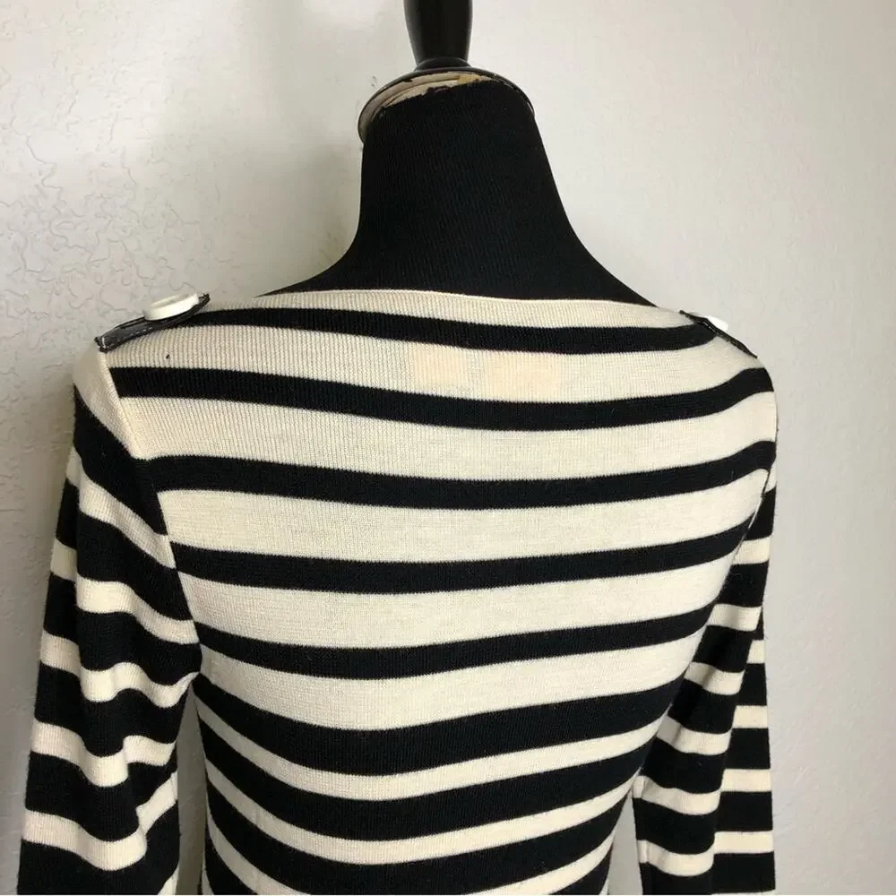 Tory Burch black and cream striped wool sweater size Extra Small
